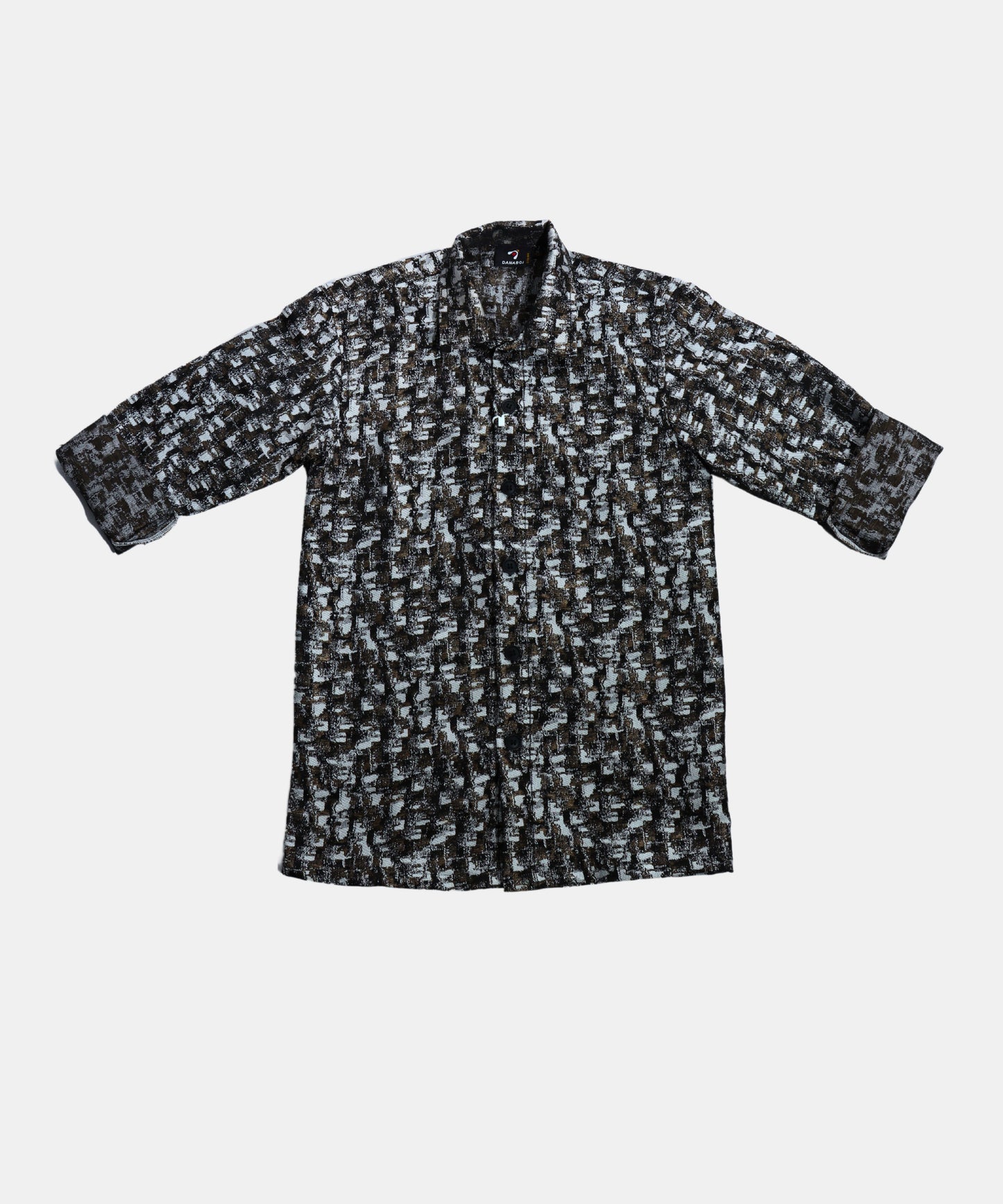 Danaboi Boys Shirt Black and White Pixel Maze Print