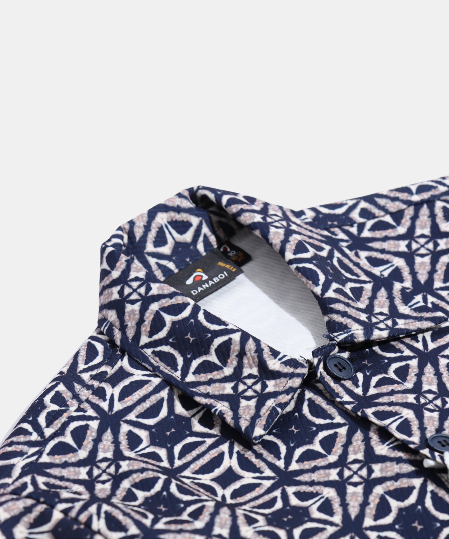 Danaboi Navy Blue Geometric Print Boys Shirt