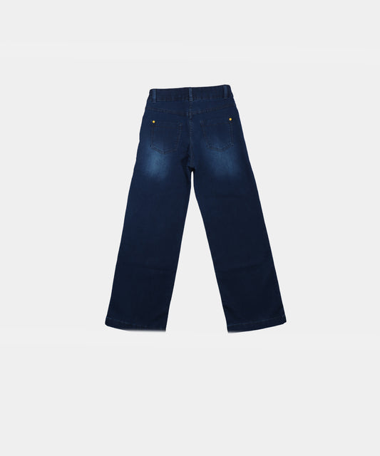 Tiny Girl Dark Blue Denim Pant with Color Button Detail