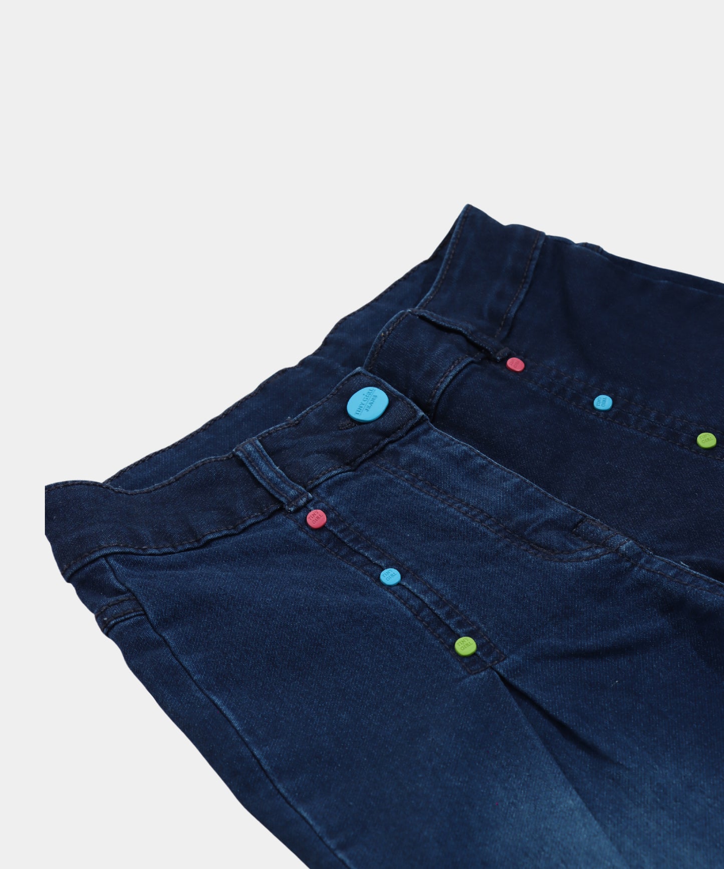 Tiny Girl Dark Blue Denim Pant with Color Button Detail