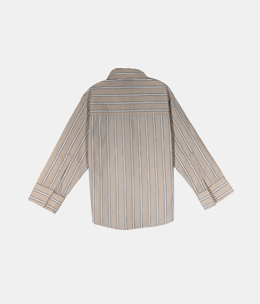 Little Kangaroos Beige Striped Boys Shirt