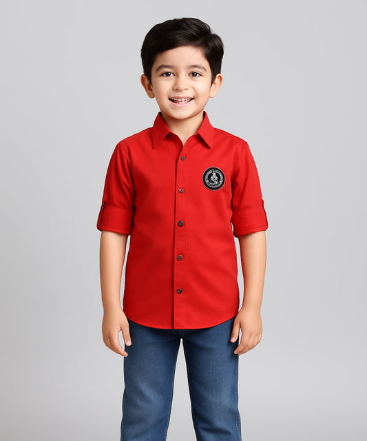 Danaboi Bold Red Shirt with Emblem Patch