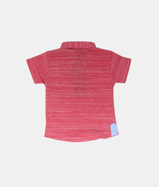 Little Kangaroos Red Melange Boys Polo T-Shirt