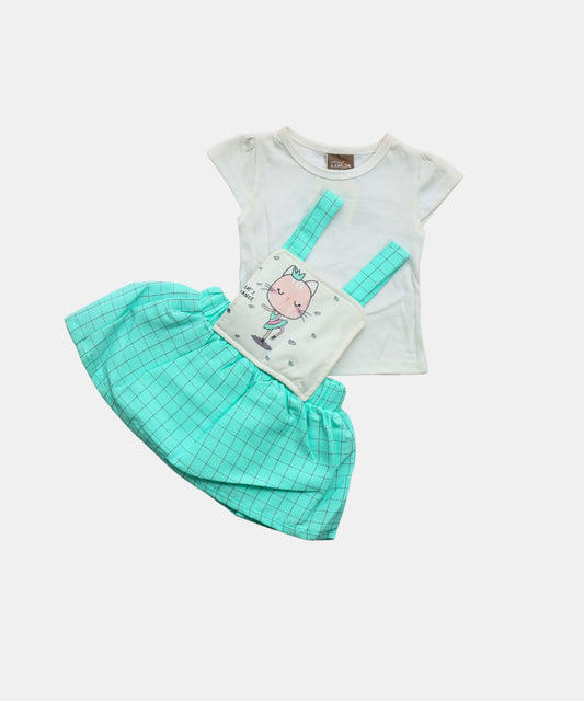 Tiny Girl White & Pink Cat Dress Set