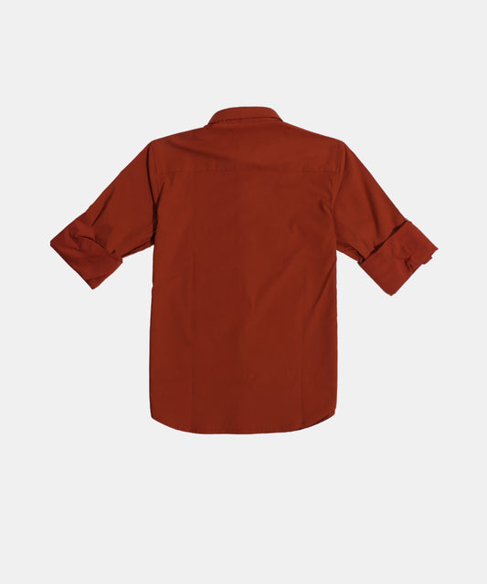 Oks NY Graphic Rust Red Casual Boys Shirt
