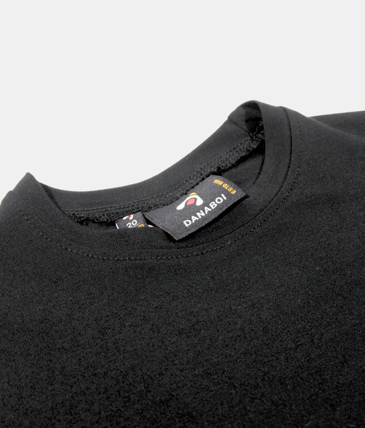 Danaboi Boys Black Embroidered Crest T-Shirt