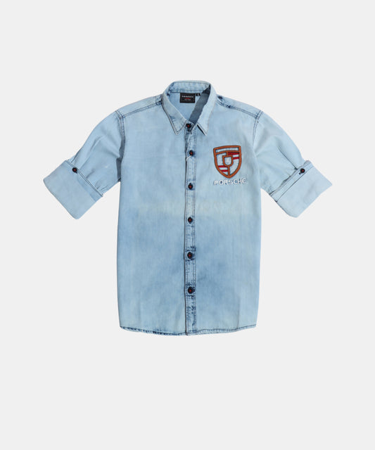 Danaboi Light Blue Denim Shirt with Porsche Embroidery