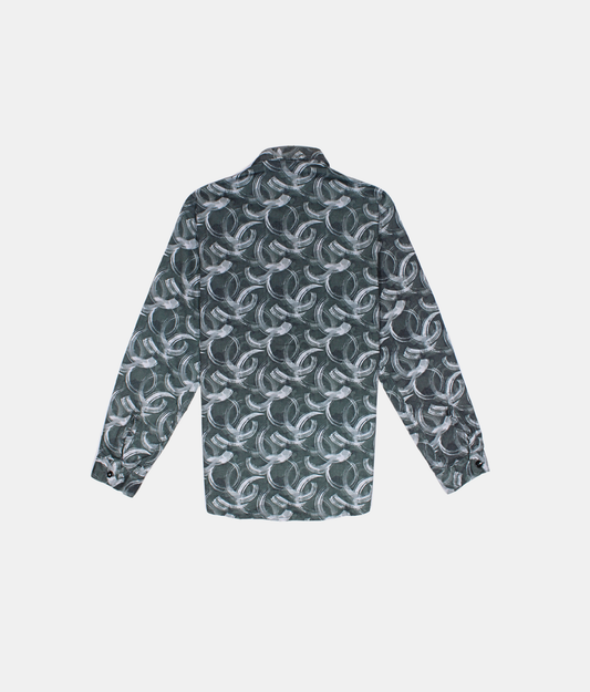 Green Abstract Printed Boys Shirt