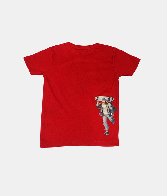 Danaboi Bright Red Skate Print Boys T-Shirt