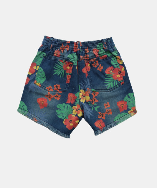 Tiny Girl Blue Hawaiian Print Girls Shorts