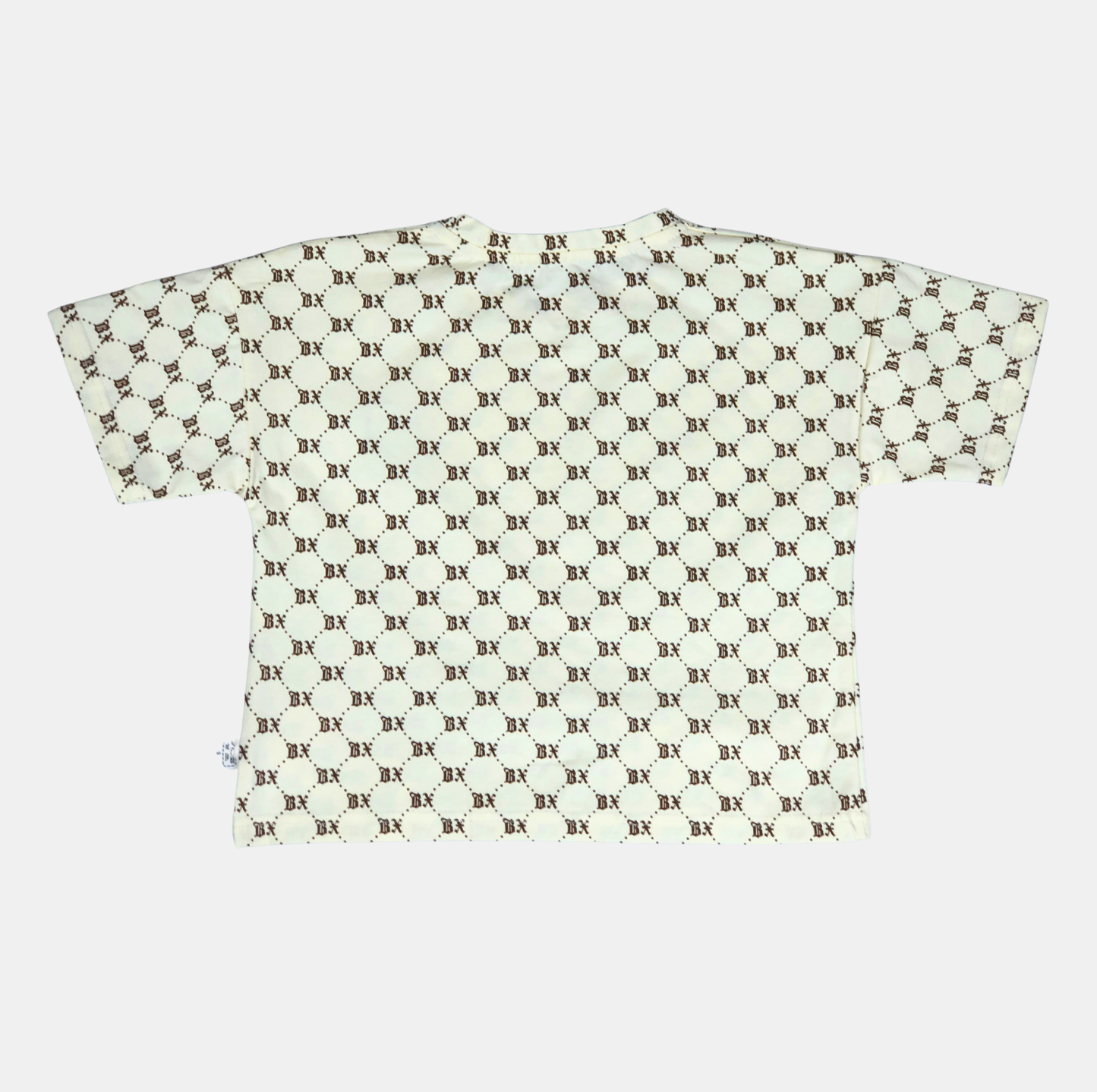 Dapp Korean Cream Monogram Print Boys Co-ord Set with Bag