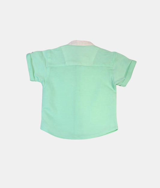 Danaboi Mint Green Smart Casual Boys Half-Sleeve Shirt