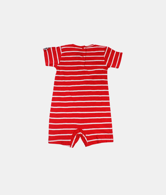 Little Kangaroos Red Striped Baby Boys Romper