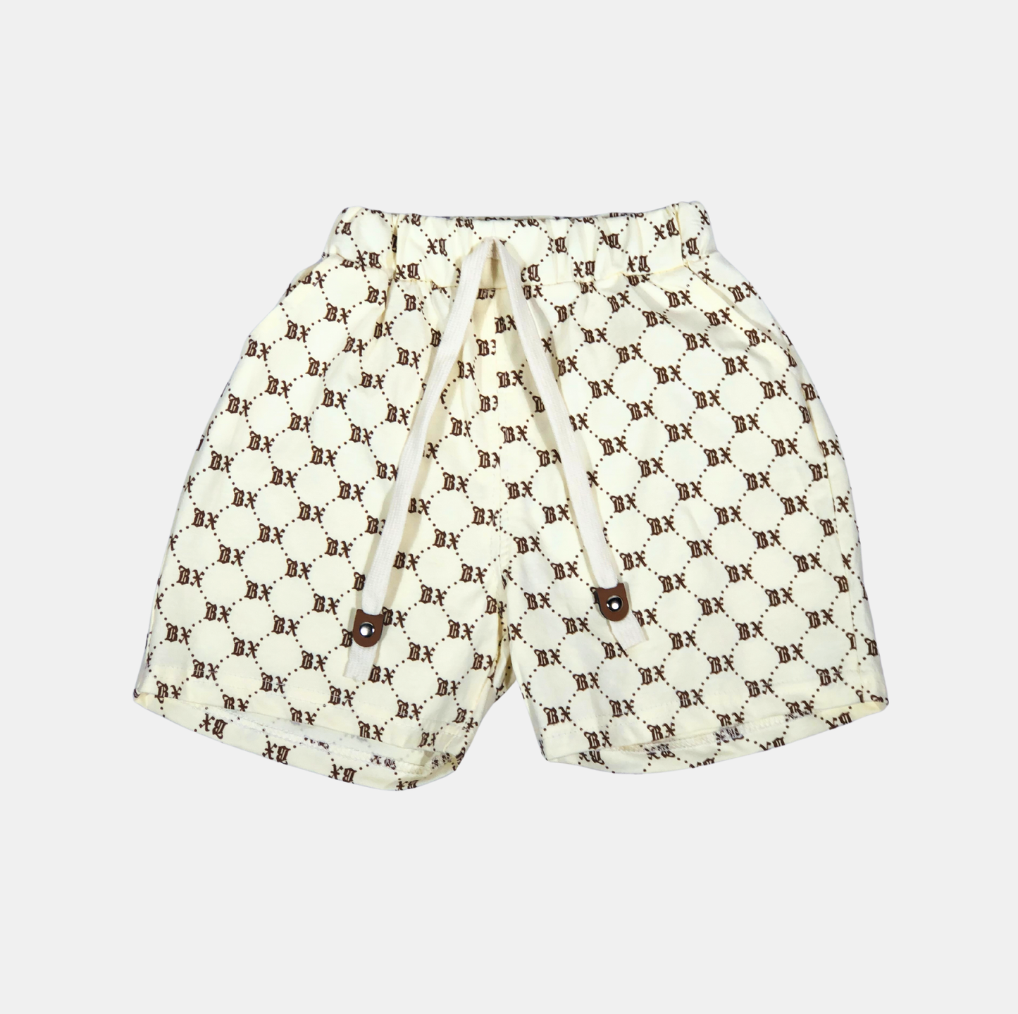 Dapp Korean Cream Monogram Print Boys Co-ord Set with Bag