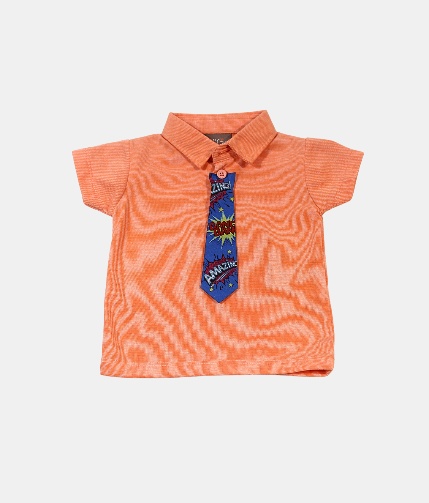 Little Kangaroos Orange Boys Polo T-Shirt with Printed Tie