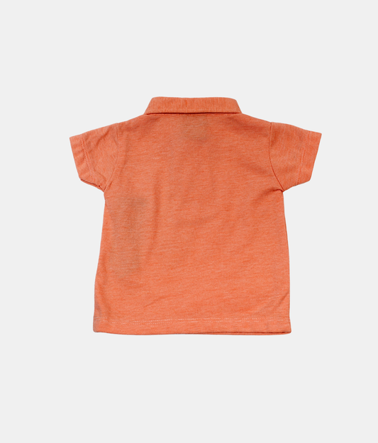 Little Kangaroos Orange Boys Polo T-Shirt with Printed Tie