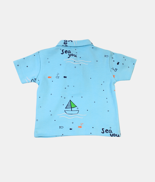 Little Kangaroos Sky Blue Boys Polo T-Shirt