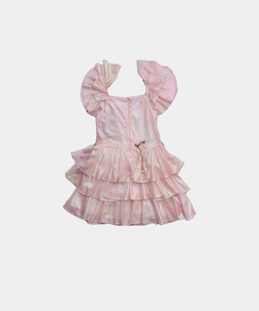 Tiny Girl Shimmery Baby Pink Girls Dress with Ruffles