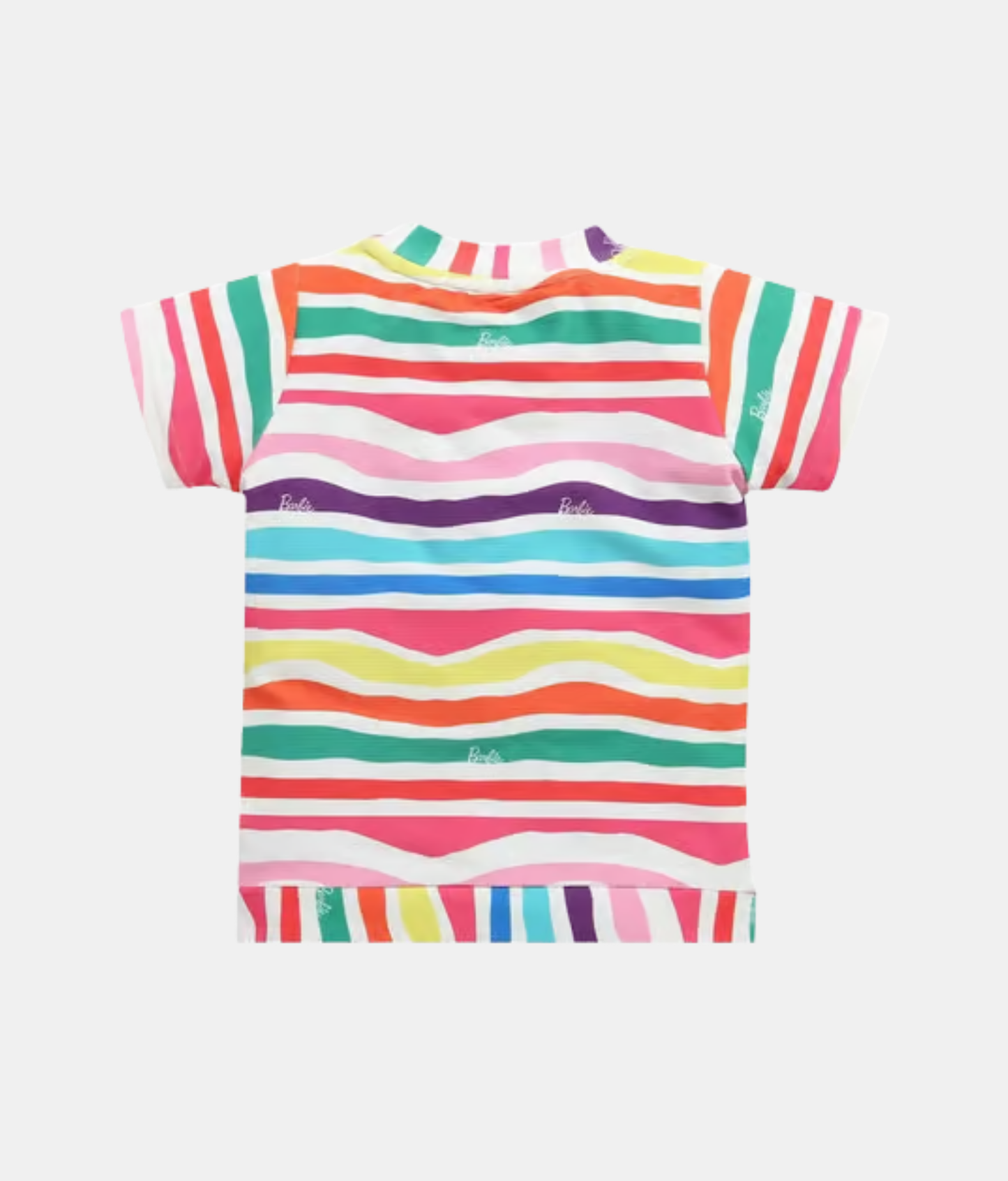Tiny Girl Barbie Multicolor Striped Girls Top & Red-Pink Pant Set