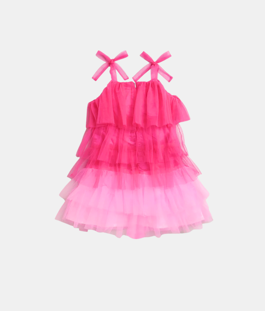 Tiny Girl Pink Layered Barbie Girls Dress