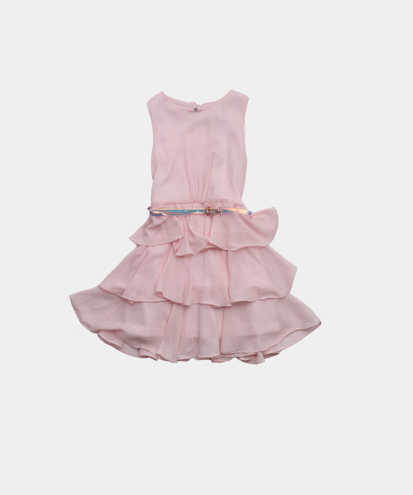 Tiny Girl Baby Pink Girls Dress with Frilled Hem