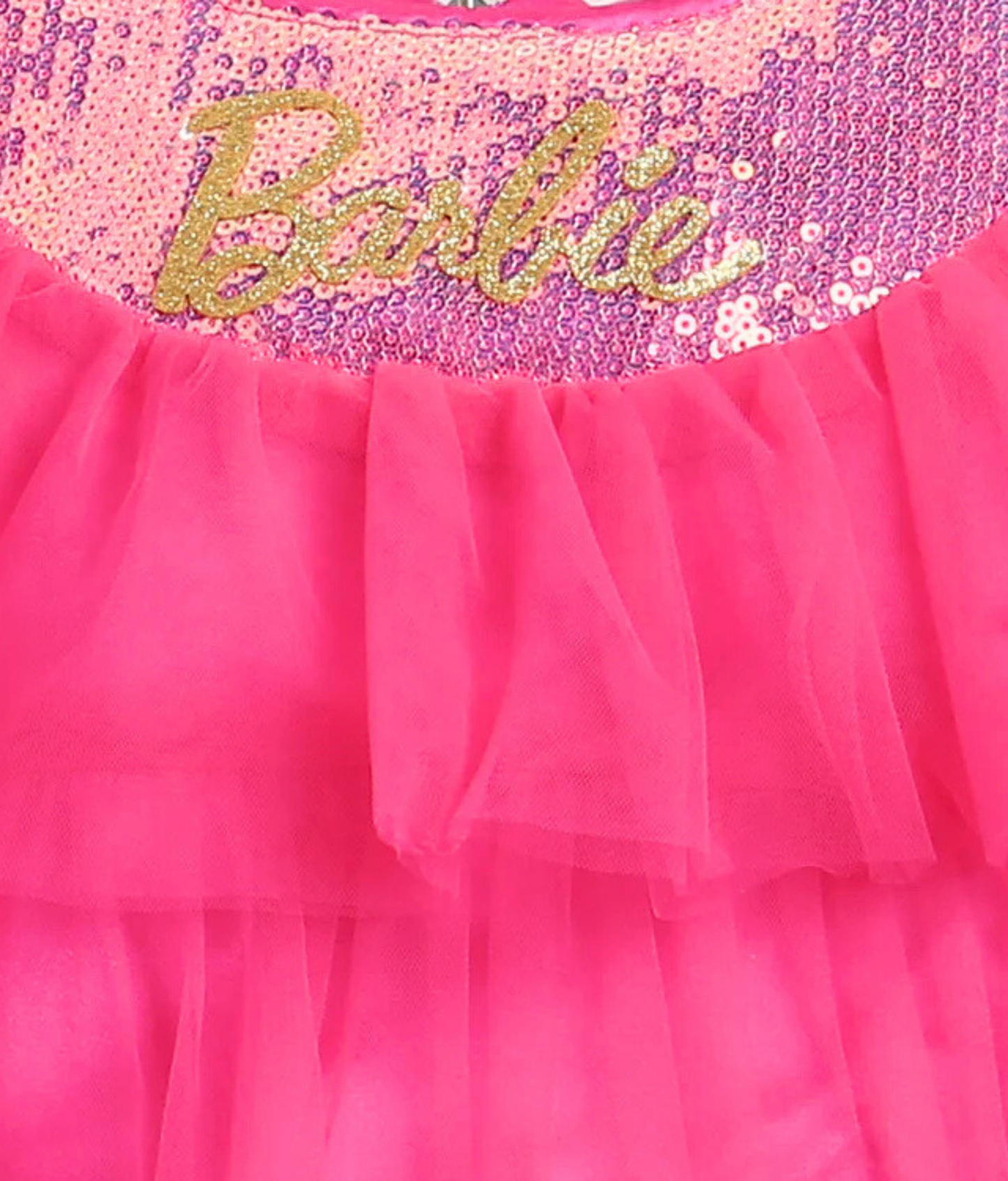 Tiny Girl Pink Layered Barbie Girls Dress
