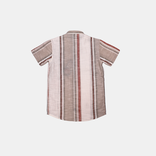 Danaboi Beige & Rust Striped Boys Shirt