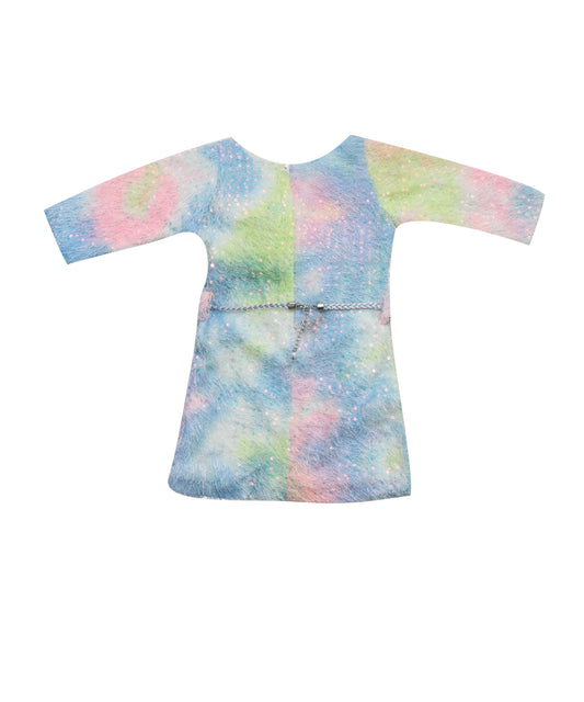 Tiny Girl Multi-color Fluffy Girls Top & Skirt Set