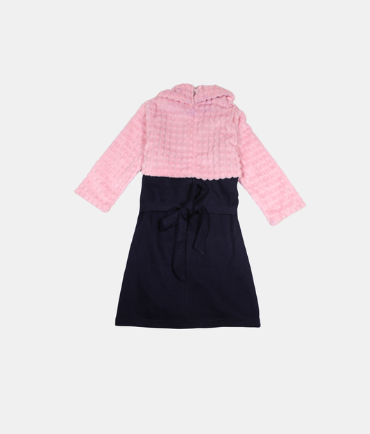 Tiny Girl Pink & Navy Girls Winter Dress