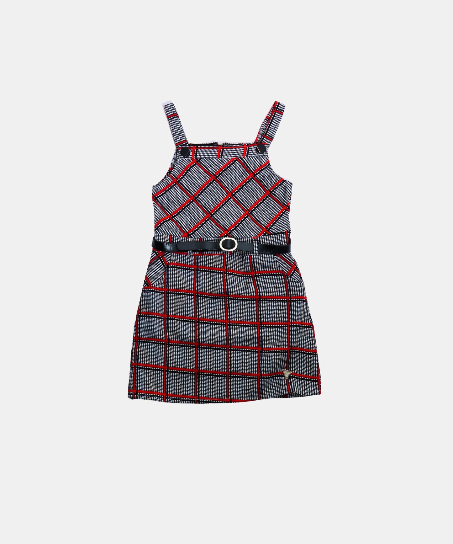 Tiny Girl Black Checkered Girls Pinafore Dress