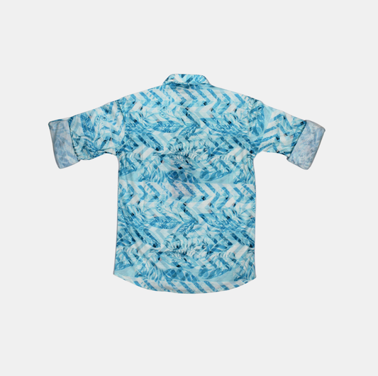 Danaboi Sky Blue Printed Boys Shirt