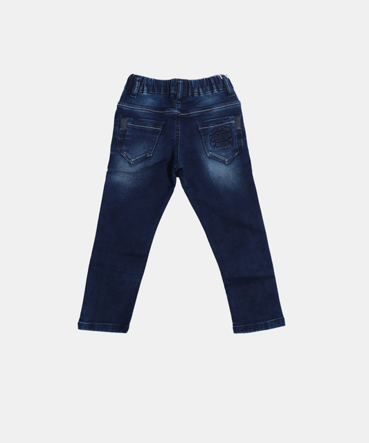 Rags Dark Blue Boys Jeans with Side Text Print