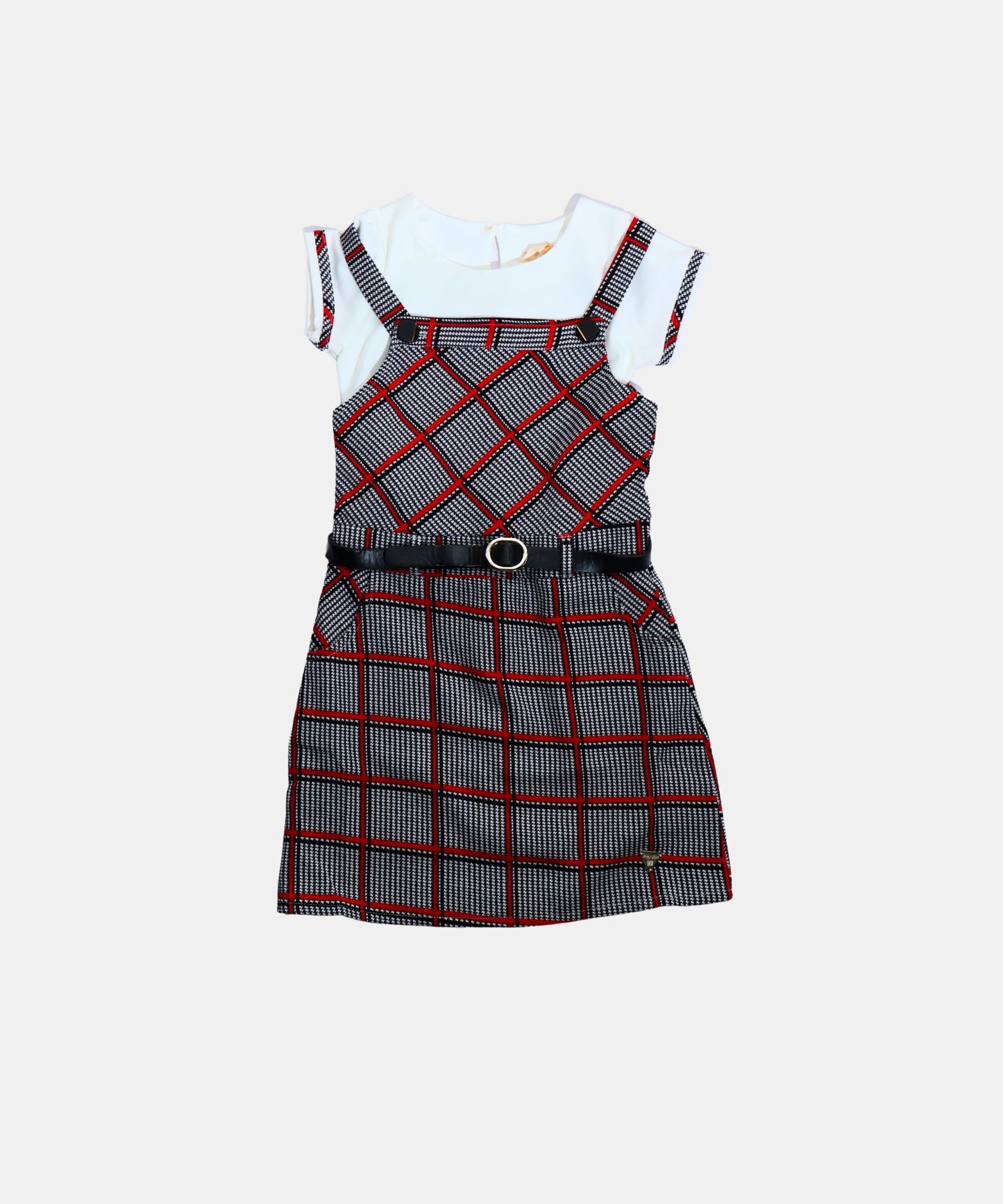 Tiny Girl Black Checkered Girls Pinafore Dress