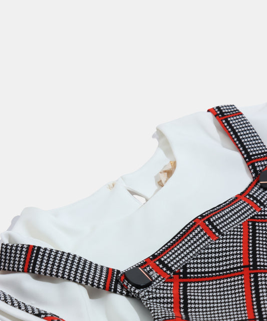 Tiny Girl Black Checkered Girls Pinafore Dress