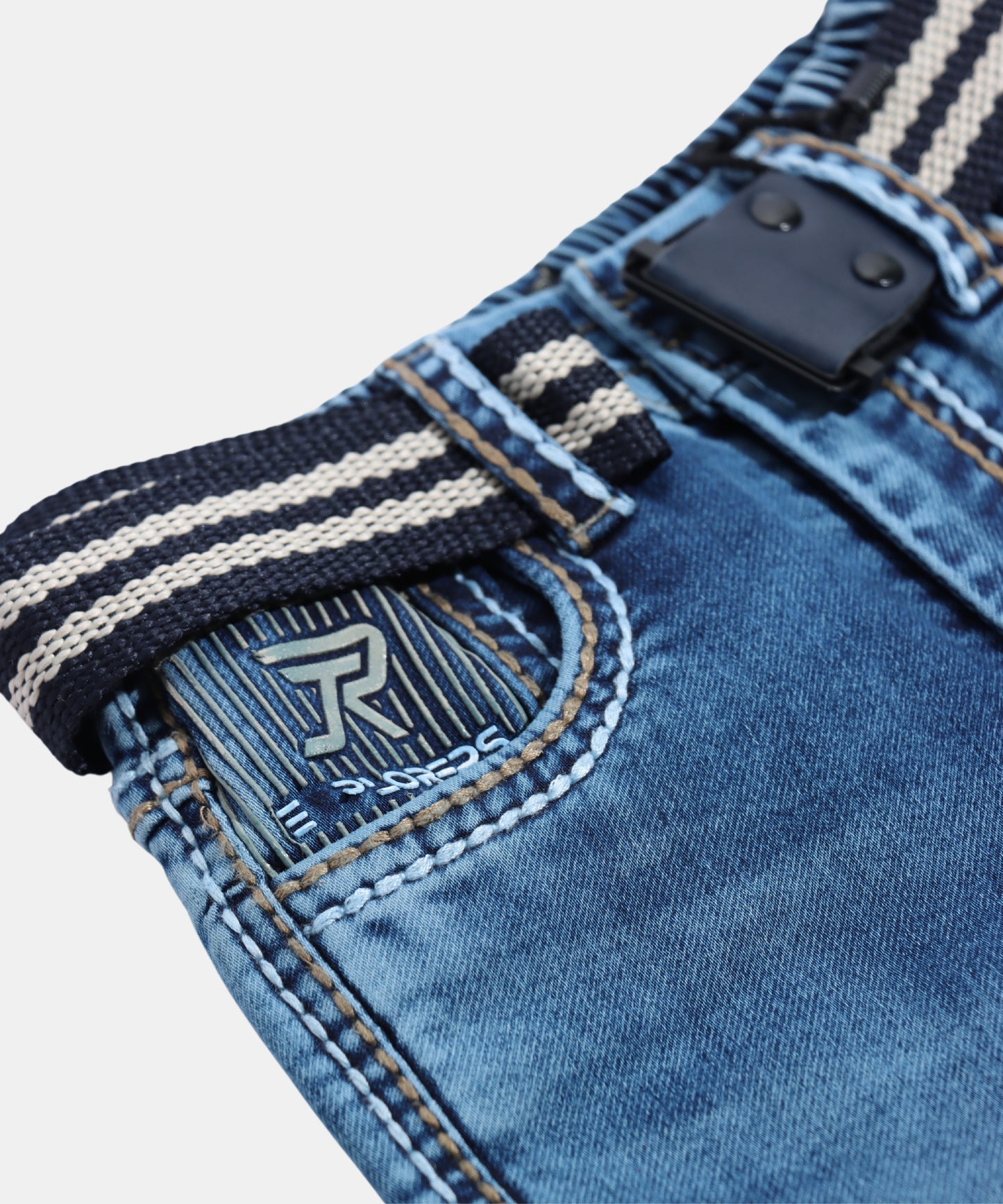 Rags Dark Blue Boys Jeans with Striped Belt