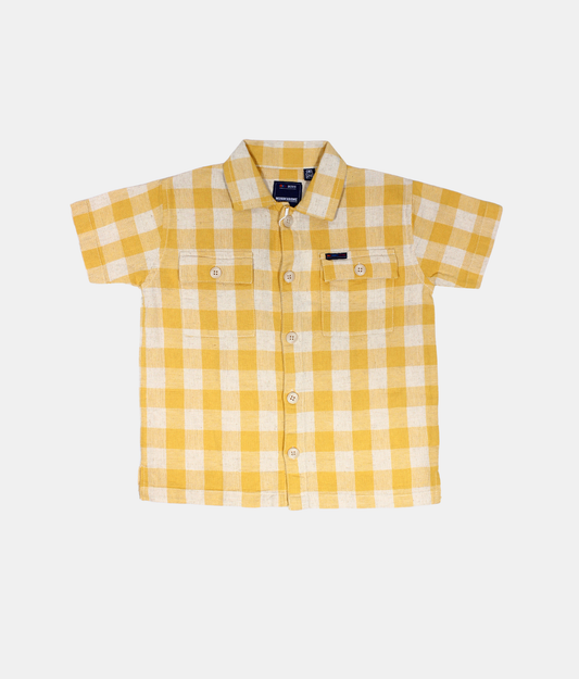 Oks Yellow Checked Boys Co-ord Set