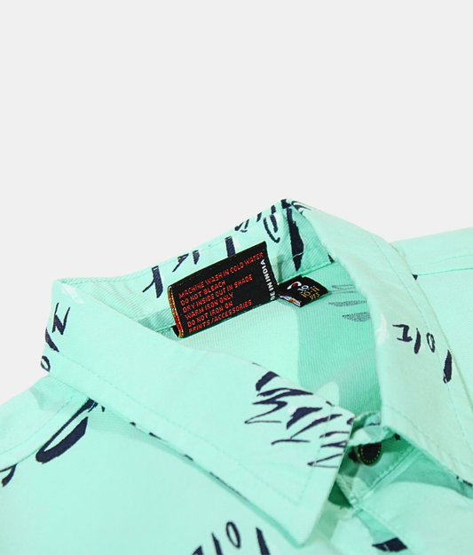 Danaboi Mint Green Abstract Print Boys Shirt