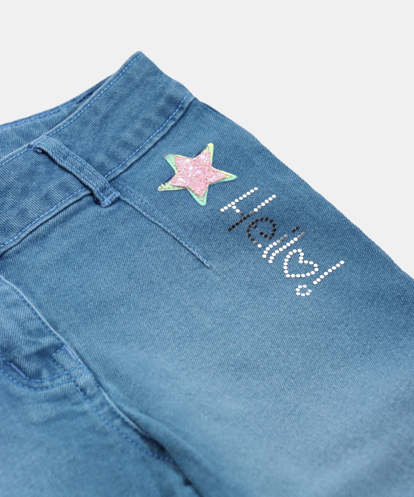 Tiny Girl Hello Star Light Blue Distressed Girls Jeans