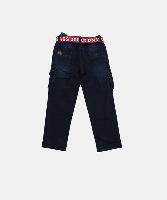 Rags Navy Blue Boys Cargo Jeans with Belt