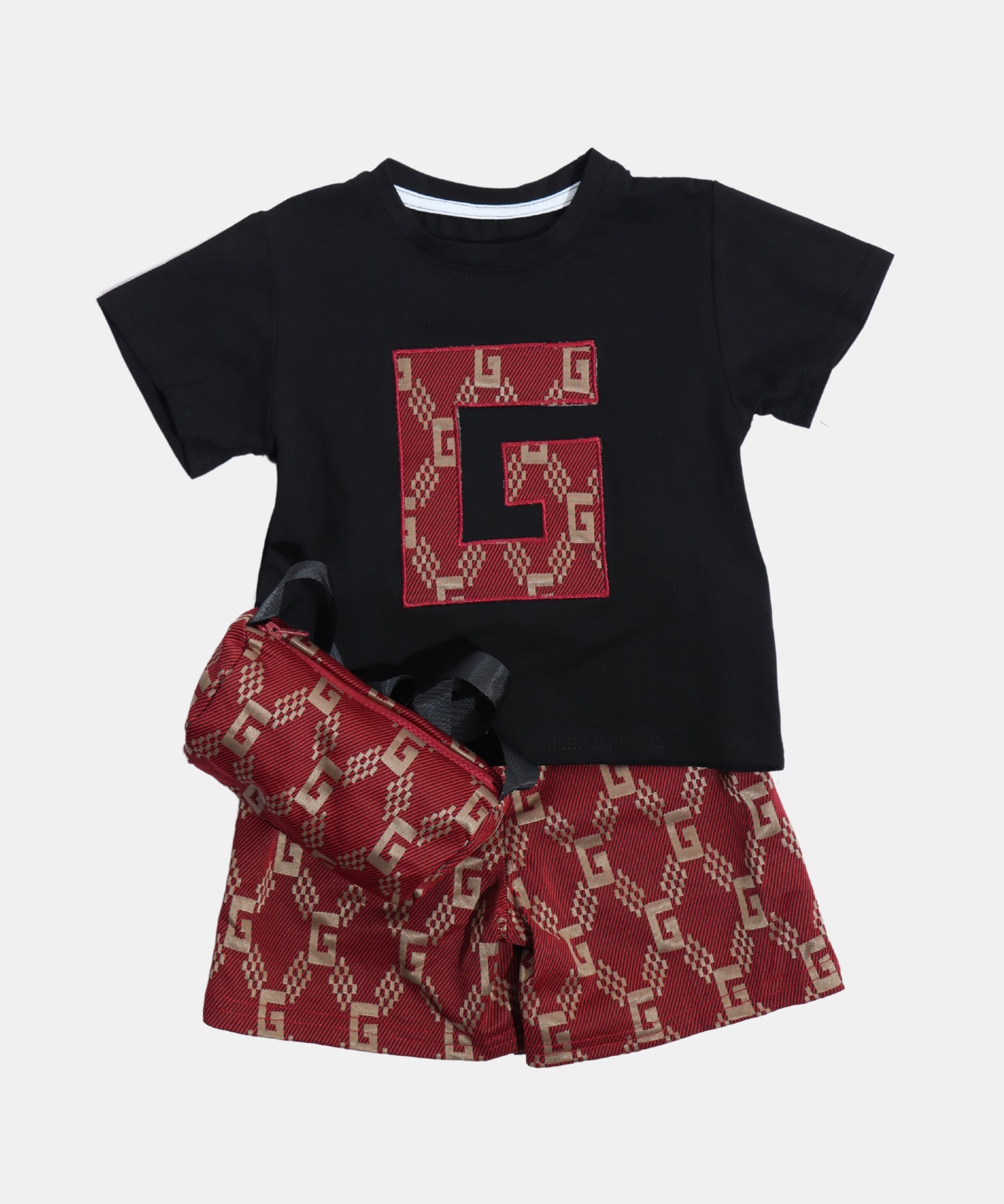 Dapp Kids Black & Maroon Boys Co-ord Set