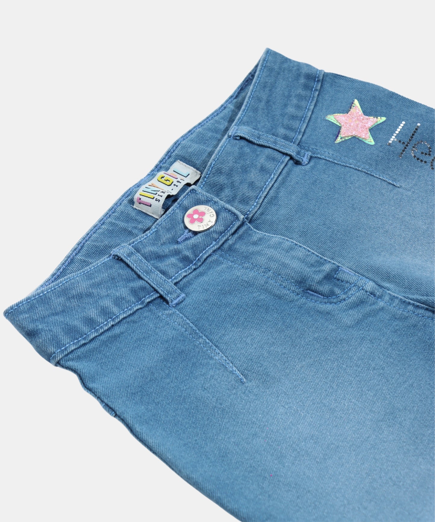 Tiny Girl Hello Star Light Blue Distressed Girls Jeans