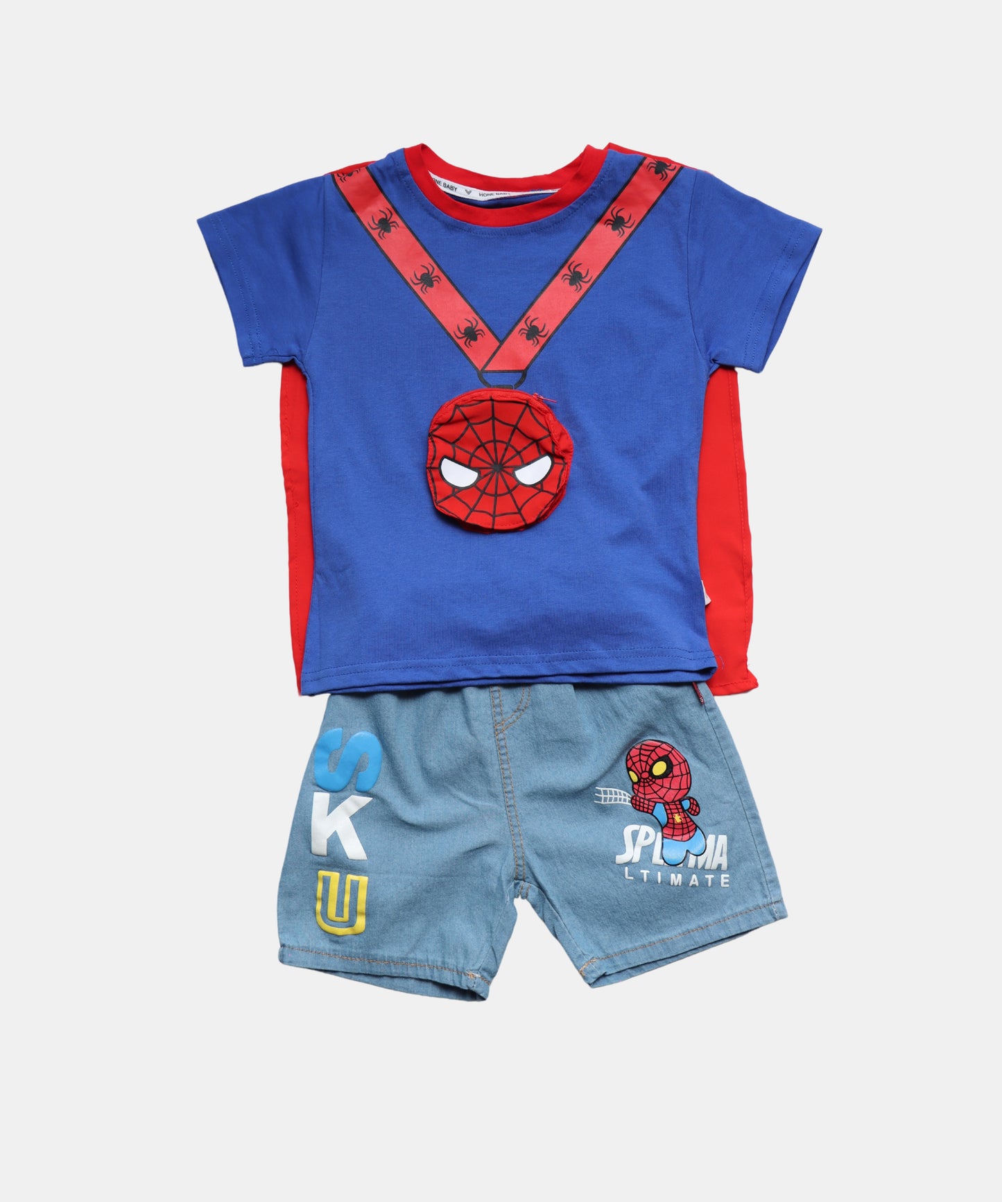 Dapp Kids Blue & Red Boys T-Shirt with Detachable Cape