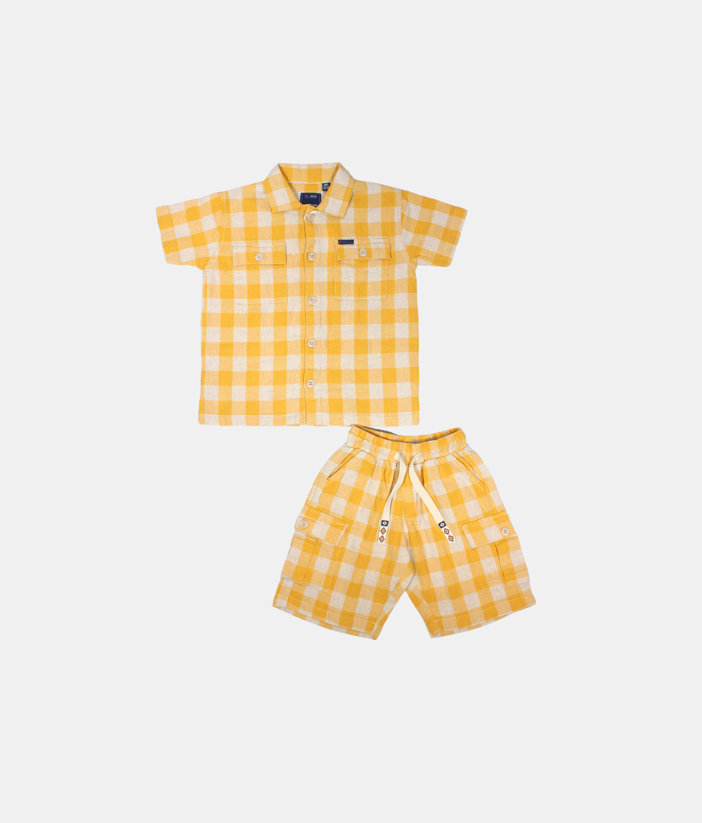 Oks Yellow Checked Boys Co-ord Set