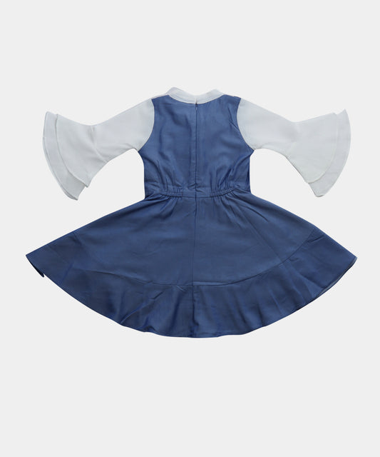 Tiny Girl Blue & White Collared Girls Dress