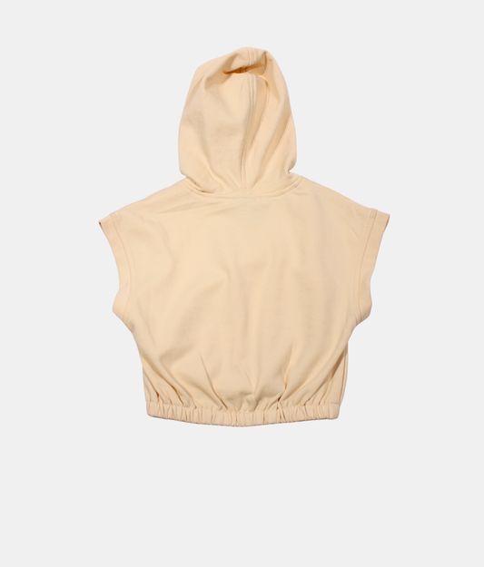 Tiny Girl Beige Girls Sleeveless Hoodie