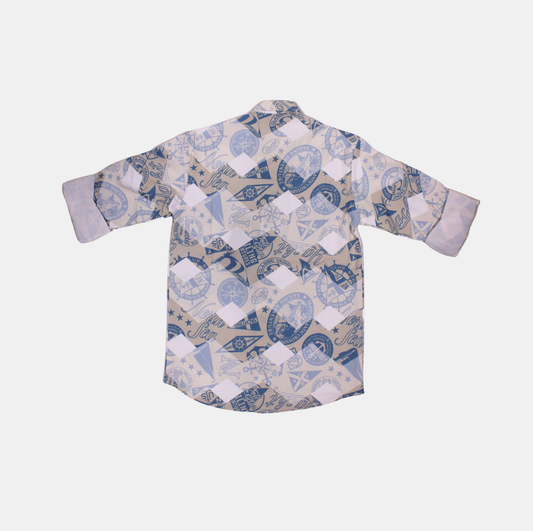 Danaboi Beige and Blue Nautical Print Boys Shirt