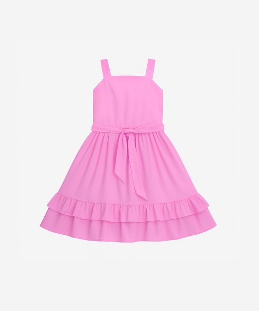 Tiny Girl Baby Pink Barbie Girls Frock