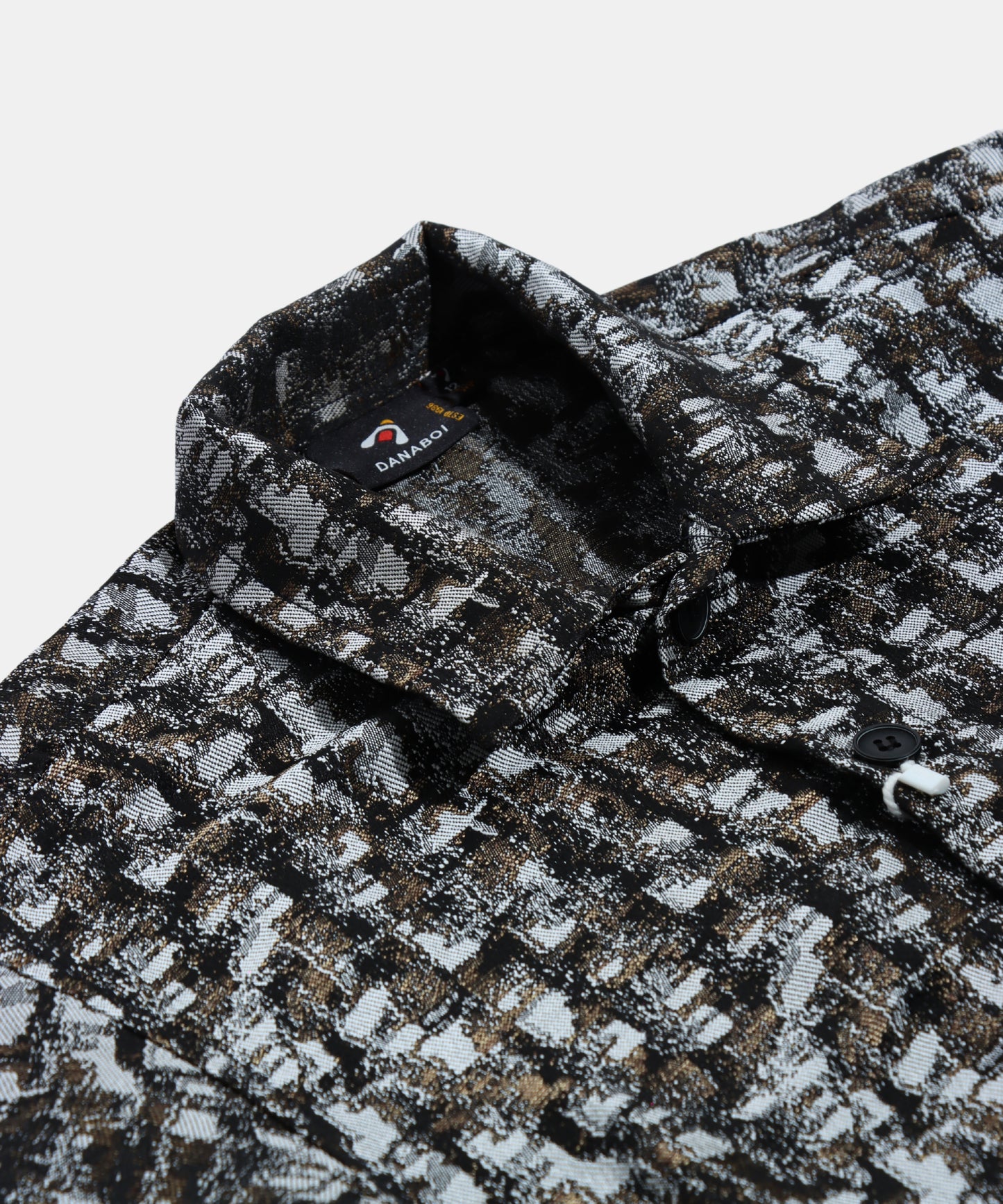 Danaboi Boys Shirt Black and White Pixel Maze Print