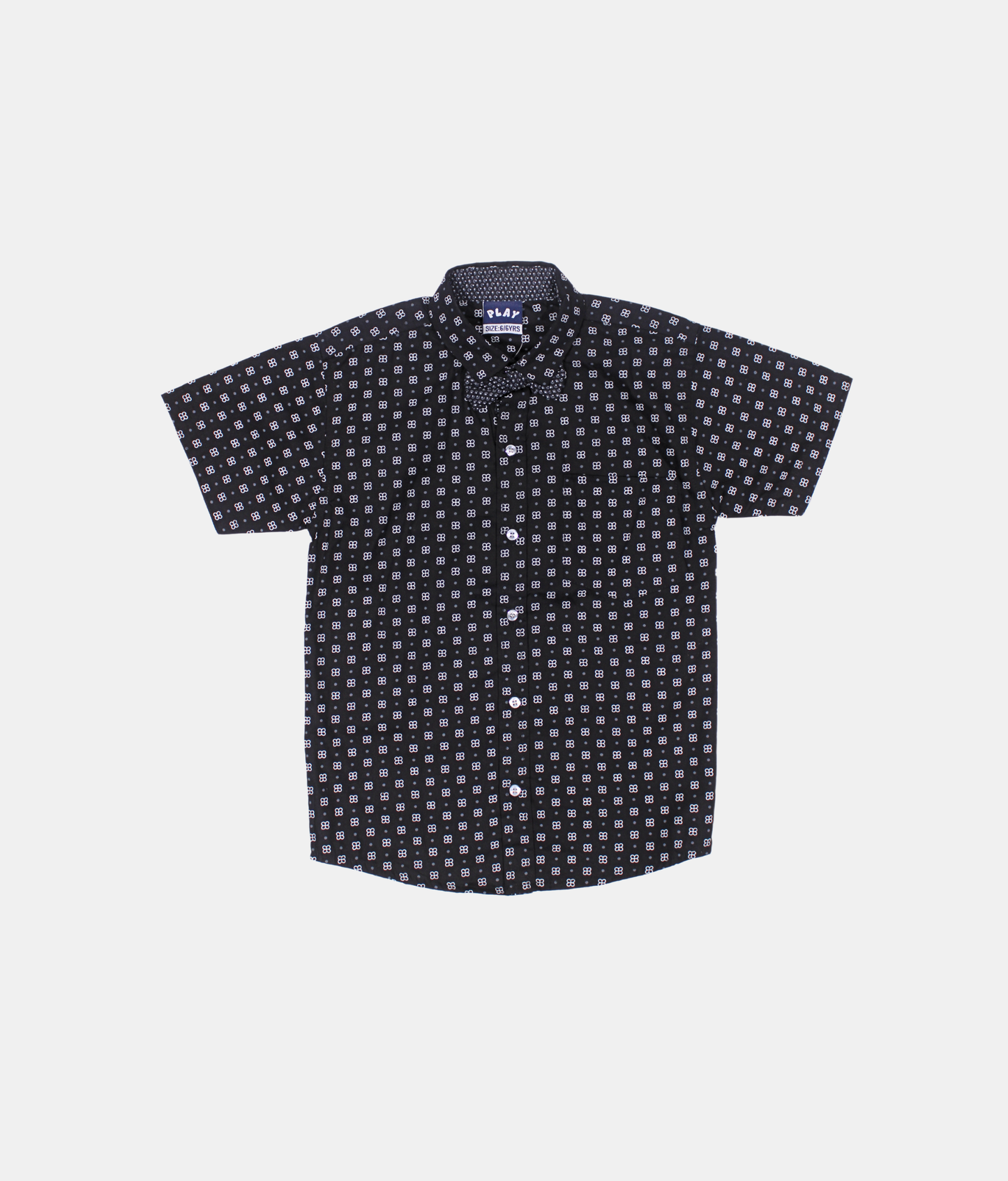Danaboi Black Printed Boys Shirt with Bow Tie