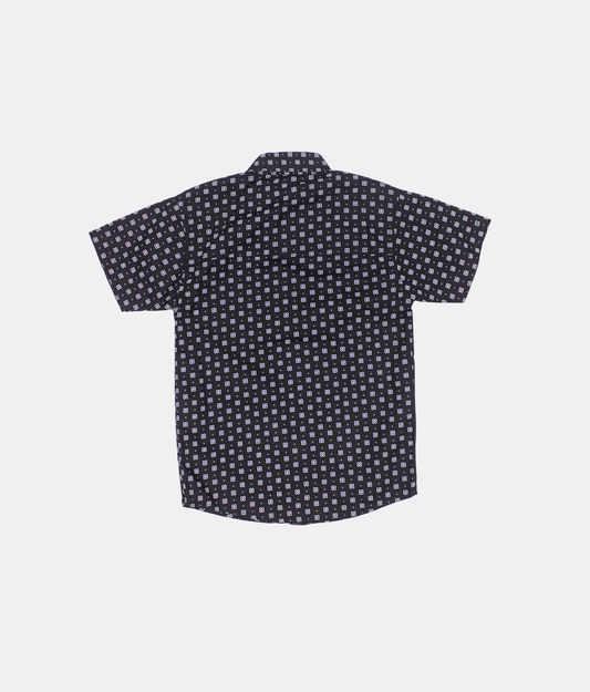 Danaboi Black Printed Boys Shirt with Bow Tie